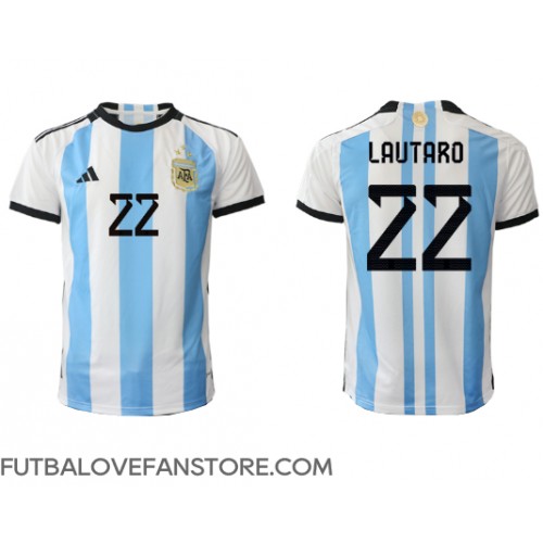 Argentína Lautaro Martinez #22 Domáci futbalový dres MS 2022 Krátky Rukáv